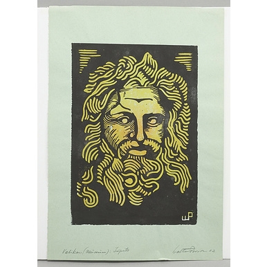 Artwork by Walter Persian, "Vatikan (Museum): Jupiter", Made of color linocut