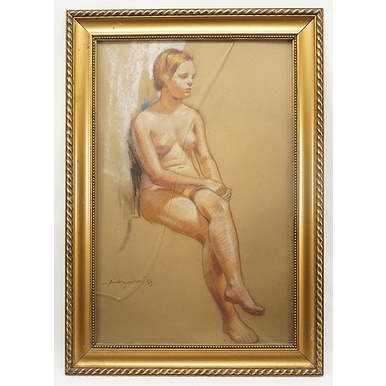 Artwork by Andrzejewski Szczepan, Sitzender weiblicher Akt, Made of pastel on paper