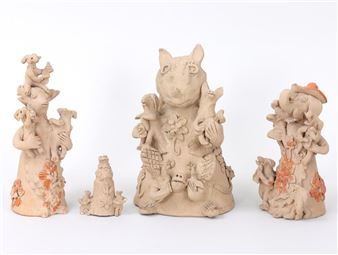 Group of (3) Figural Pottery Sculptures - Teodora Blanco Nunez