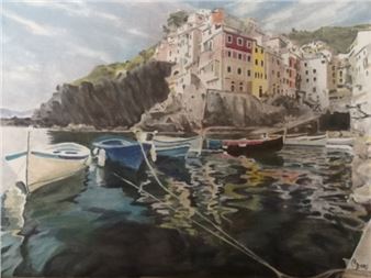 ITALIAN TOWN WITH BOATS - Colin Bates