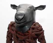 Artwork by Jacques Dhont, SHEEP, Made of black wattle bark wood and metal