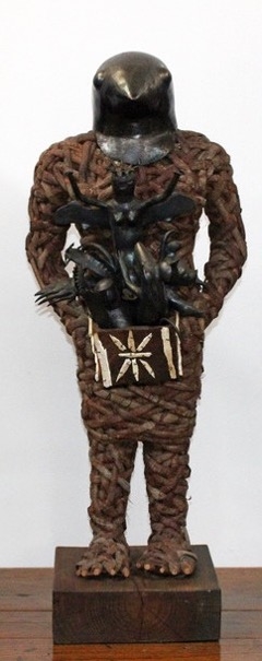 Artwork by Jacques Dhont, BLACK BOX, Made of black wattle bark wood and metal