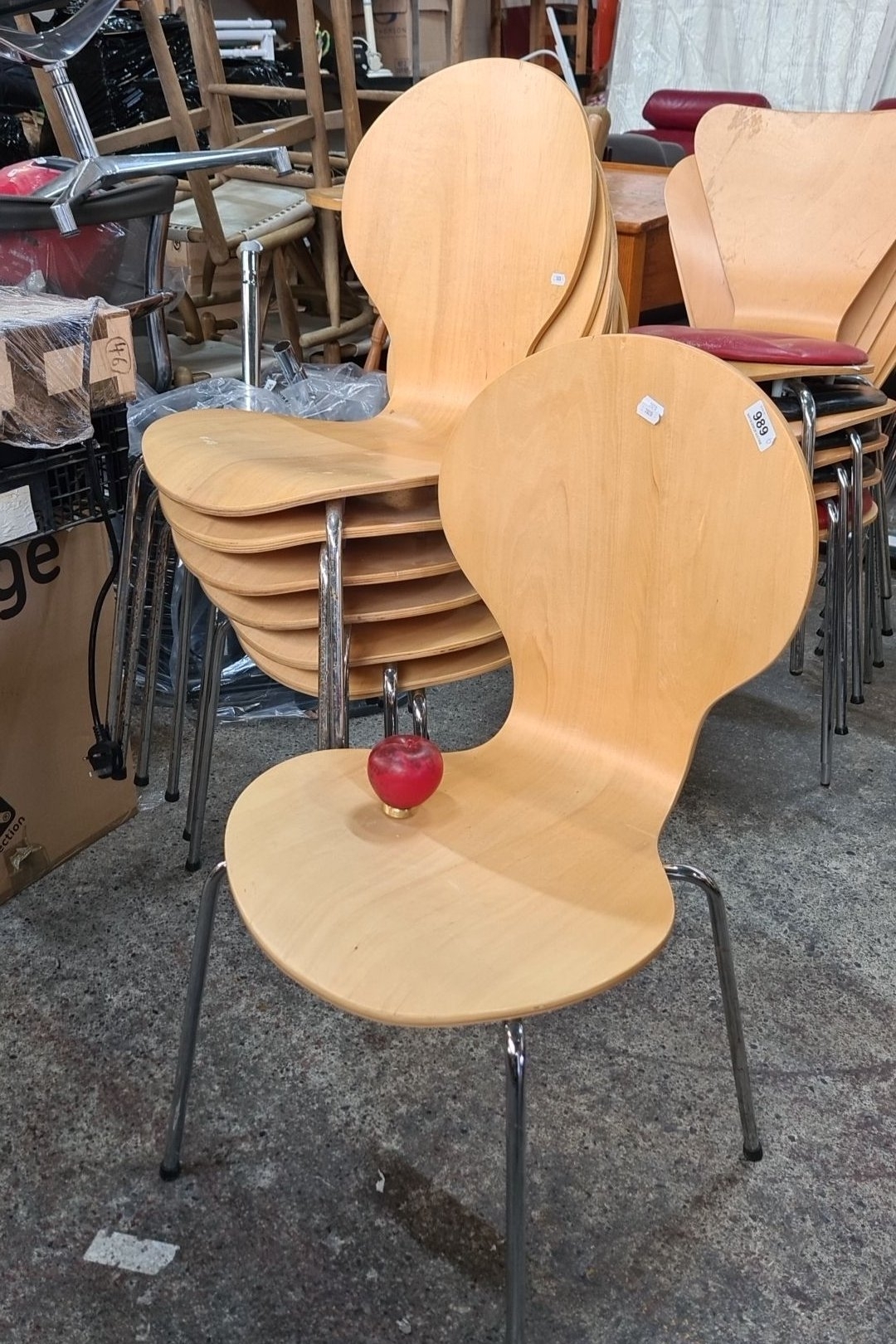 Ray Eames | Set of seven Eames style. chairs with chrome legs ...