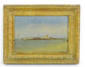 A coastal scene with a view of St Aubins Fort, Jersey - Thomas Larbalestier