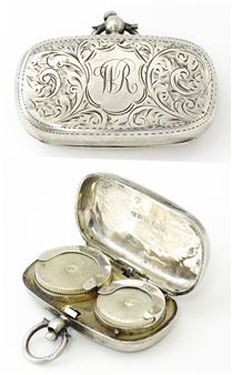 A  double sovereign case with engraved acanthus scroll decoration hallmarked Birmingham, maker Samuel M. Levi. Approx." wide - M. Levi