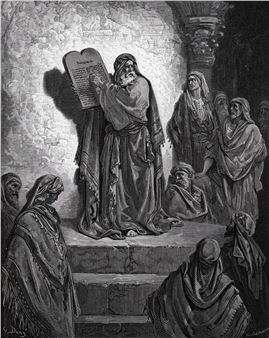 Ezra Reading the Law in the Hearing of the People (from Dore's Bible) Antique woodcut wove paper after the original by a master wood engravers Francois Auguste Trichon (b - François Auguste Trichon