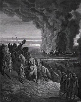 Joshua Burns Down the Town of AI (From Dore's Bible) - François Auguste Trichon