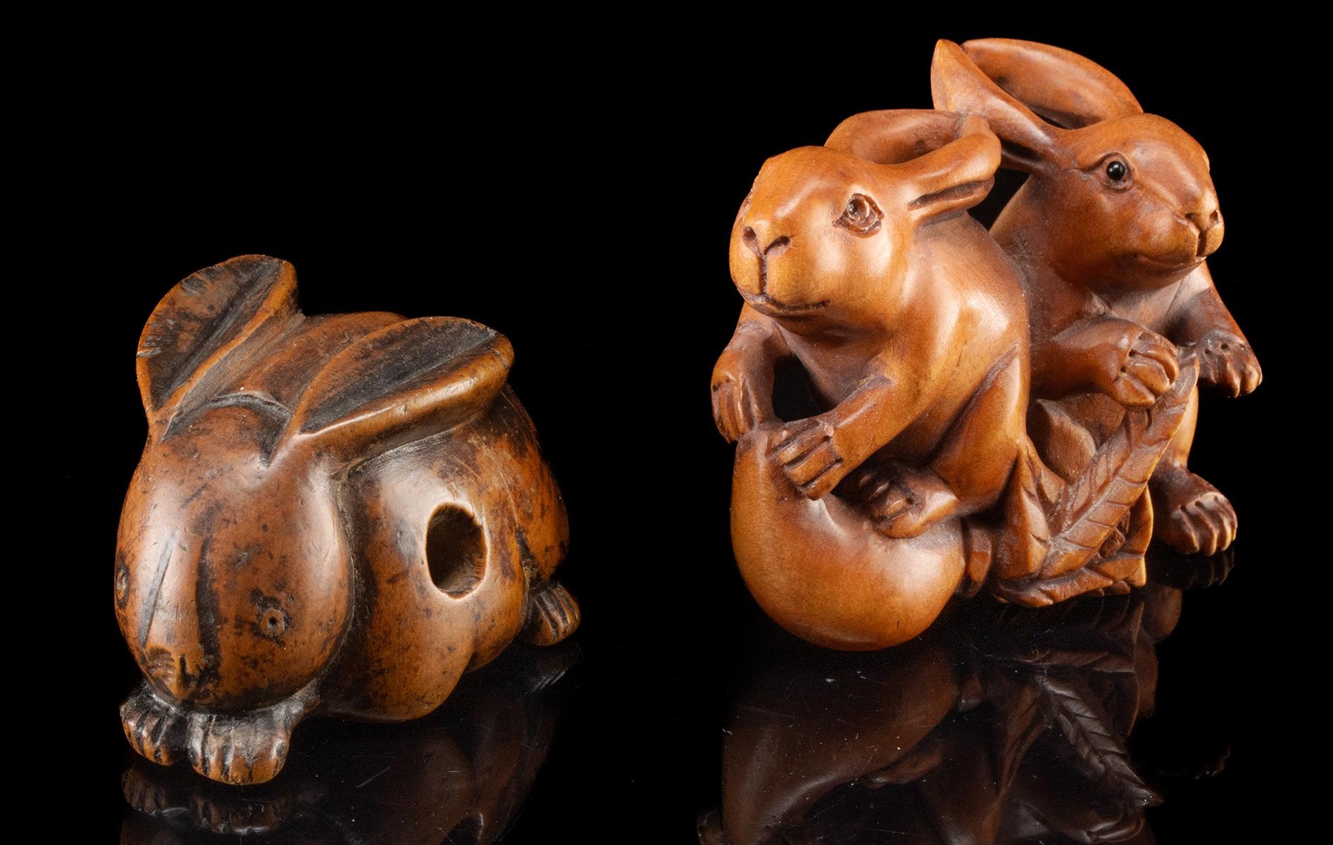 Japanese School, 20th Century | Rabbit Netsuke Toggles | MutualArt
