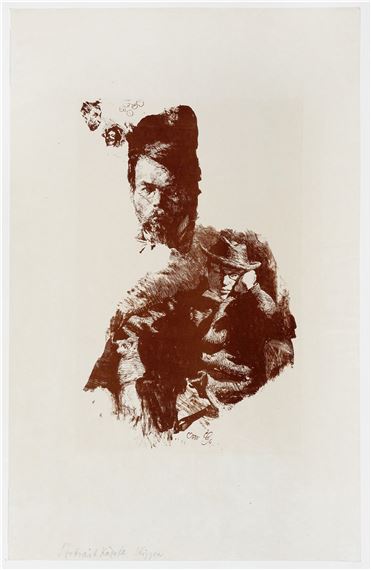 Studienblatt mit Bildnis von Hans Heuss und Albert Kresse (Foglio di studio con ritratto di Hans Heuss e Albert Kresse