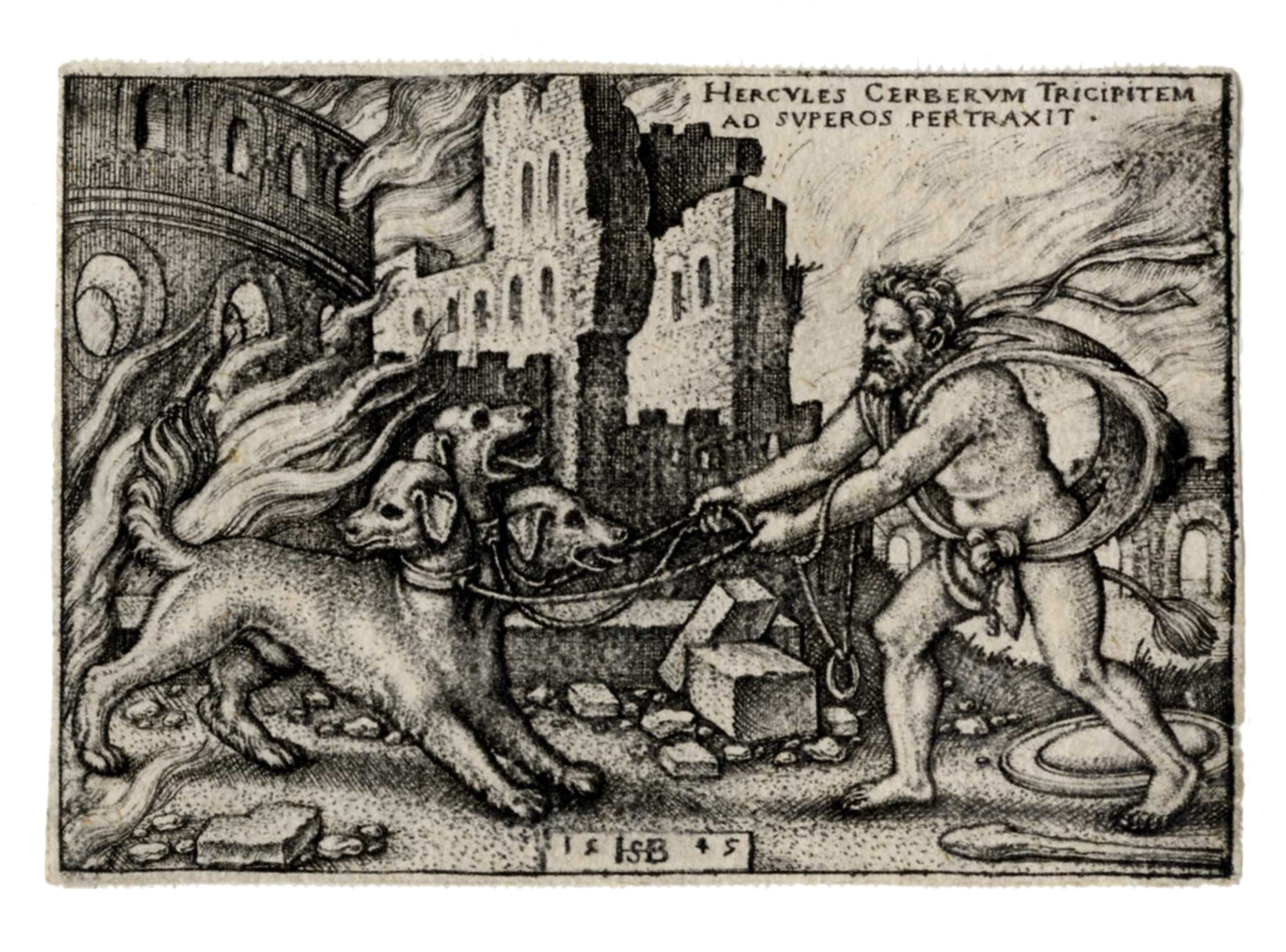 Hans Sebald Beham | Ercole cattura Cerbero (1545) | MutualArt
