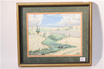 Watercolour. Farmland landscape. 7 x 9". - Dave Ripley