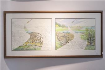 Pencil sketch & watercolour. Country landscape. Diptych. 16 x 20" each. - Dave Ripley