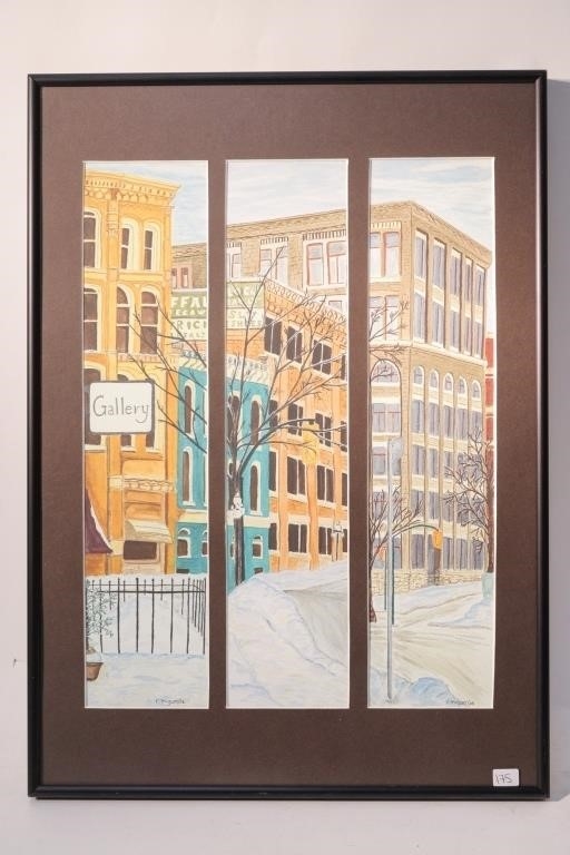 Artwork by Rosemary Miguez, Three prints. “Exchange District Tryptych”. Winnipeg, Made of prints