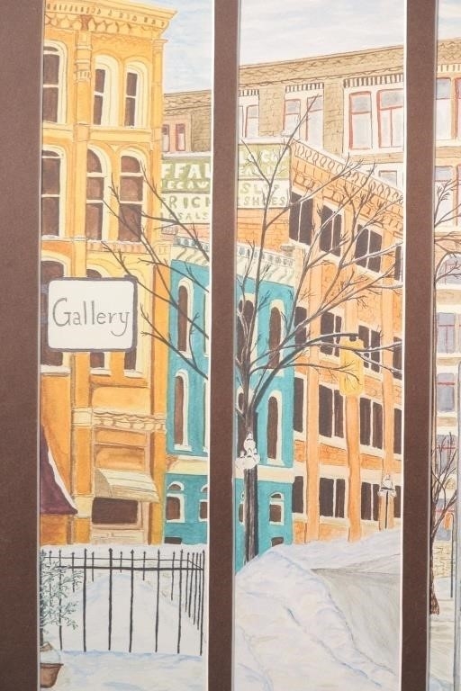 Artwork by Rosemary Miguez, Three prints. “Exchange District Tryptych”. Winnipeg, Made of prints
