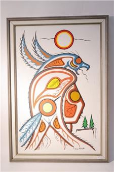 Oil on canvas. Mythical eagle. 1983. 28 x 20". - Johnson Meekis