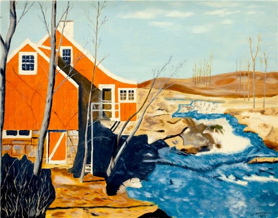 River Landscape with Cottage - Ernest J. Hutchins