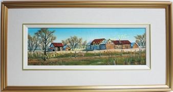 CANADIAN (1936-2011)
TITLED - HOBBS HOMESTEAD EAST OF ASHTON FLEWLLYN ROAD
SIGNED LOWER RIGHT AND TITLED TO BACK
6 X 18 IN/ 15 X 46 CM - Sam Saunders