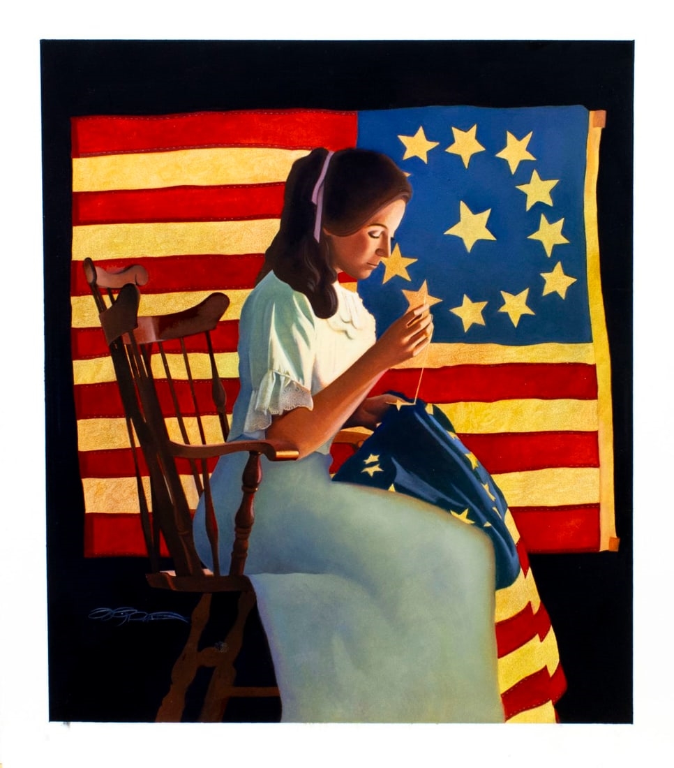 Greg Rudd | Flags on Parade (Betsey Ross Sews Flag (1991) | MutualArt