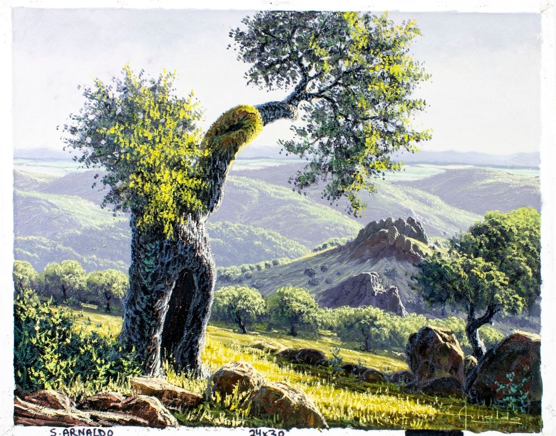 Artwork by S Arnaldo, Hilly Landscape, Made of oil on canvas