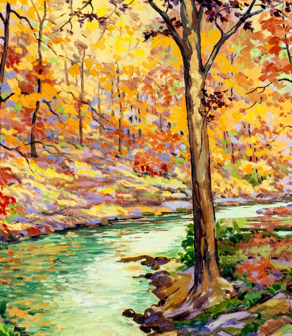 Artwork by Edward Walters, Autumn River Landscape, Made of oil on canvas