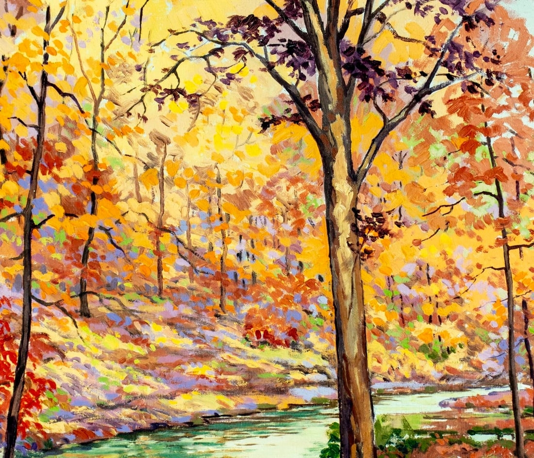 Artwork by Edward Walters, Autumn River Landscape, Made of oil on canvas