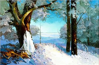 Winter Field Landscape (titled on verso - Victor Bessarab