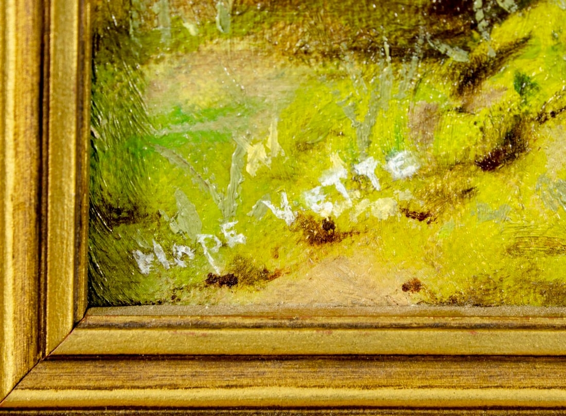 Artwork by Hope Vette, Sunset Pond Landscape, Made of oil on canvas. Canvas applied to board