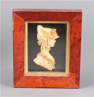 wax portrait study of a Georgian lady in profile 12cm x 9cm (crack to neck) £30-40 - Leslie Ray