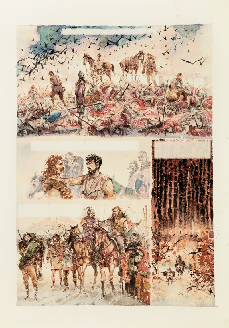 Artwork by Sergio Tisselli, Foreste di morte, Made of pencil and watercolor on thin cardboard