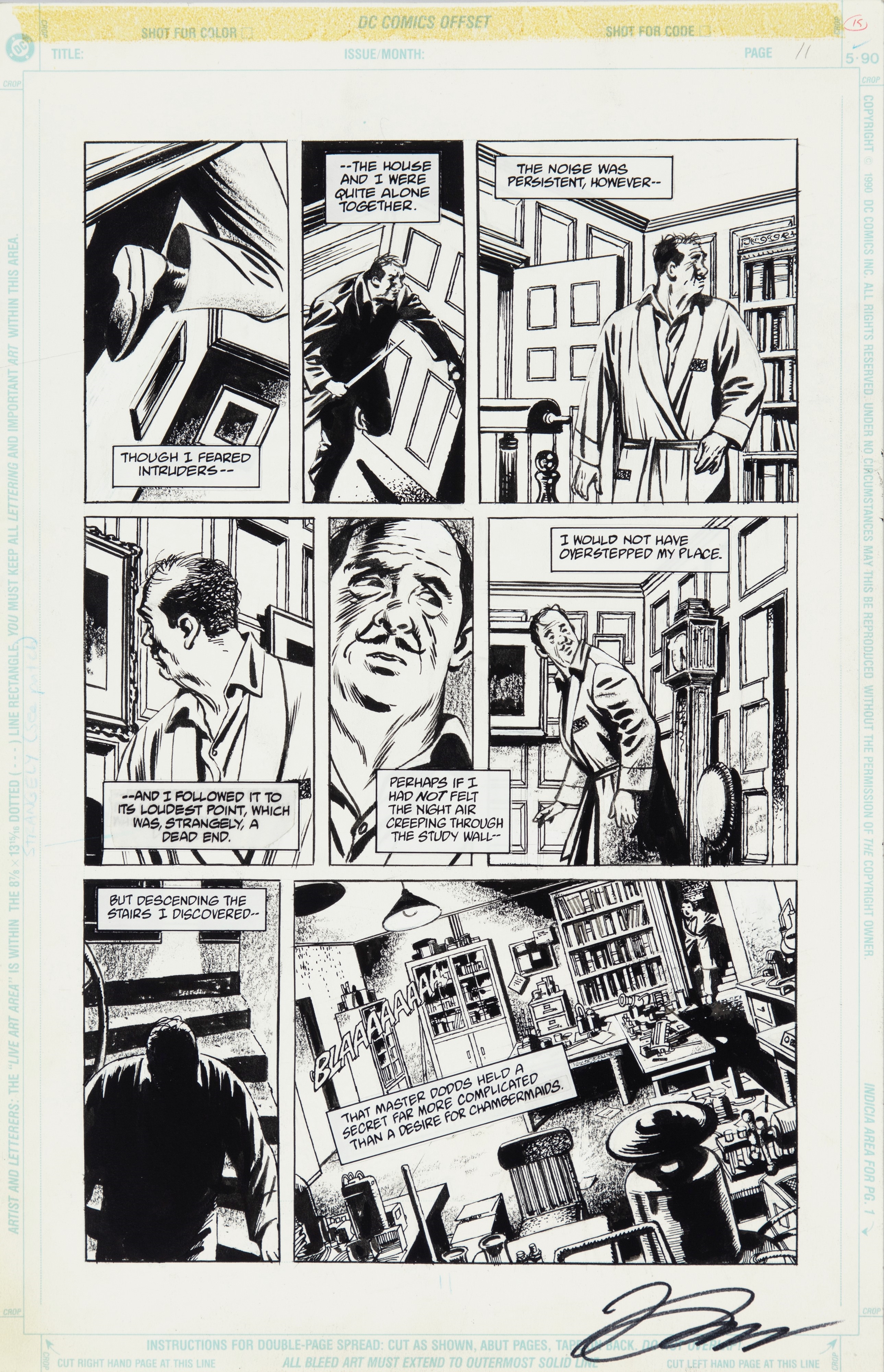 Artwork by David Lloyd, Sandman Mystery Theatre Annual - The Butler, Made of pencil and ink on DC thin cardboard