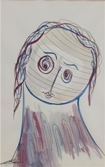 Andre Turpin, Abstract Portrait, Watercolor Signed - André Turpin