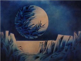 Fillion, Moonlight Landscape, Enamel on Coper - Normand Fillion