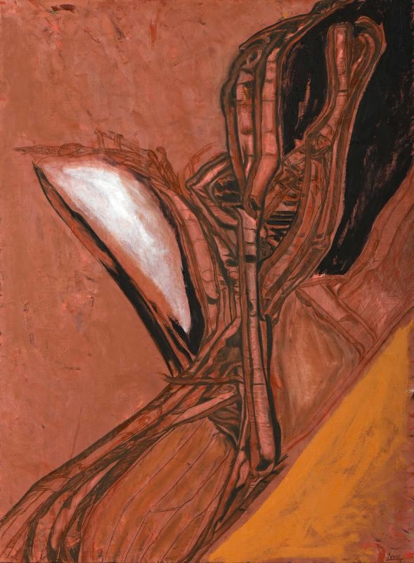 Artwork by Nikias Skapinakis, Raízes sequiosas, Made of oil on canvas