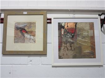 : Two framed and glazed mixed media abstract studies - Nora Blaj