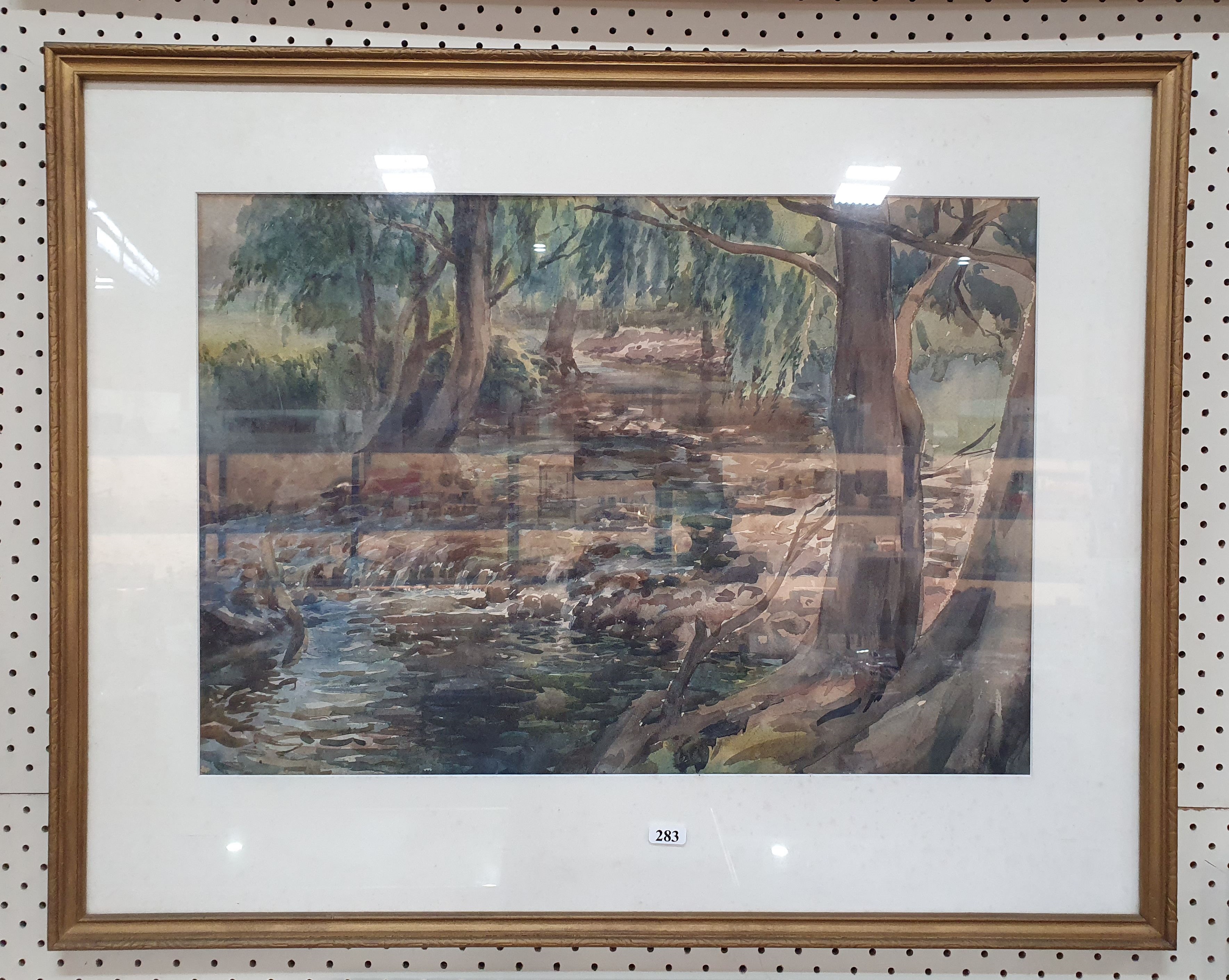 Artwork by Henry Edgecombe, untitled (Shady River Scene), Made of watercolour