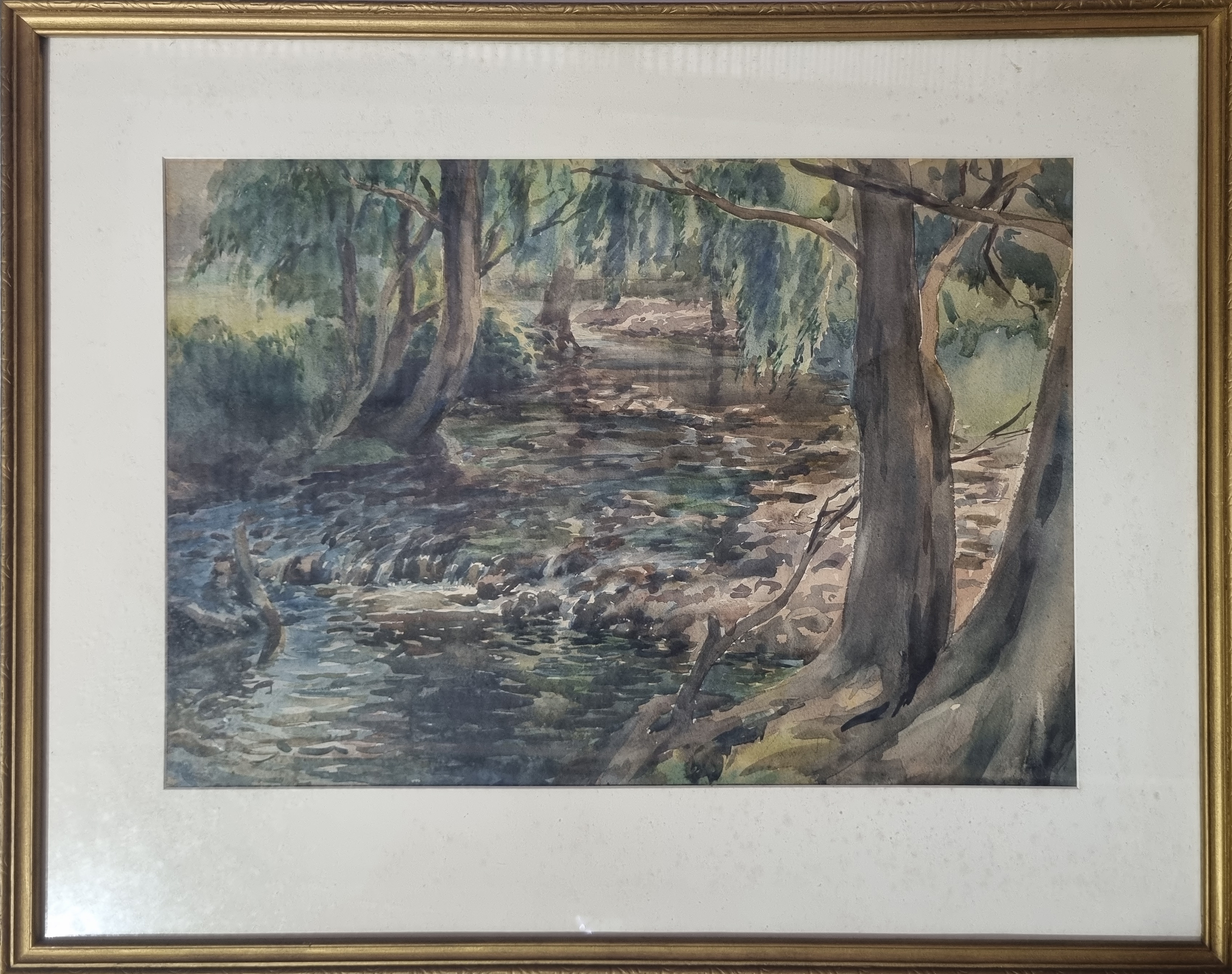 Artwork by Henry Edgecombe, untitled (Shady River Scene), Made of watercolour