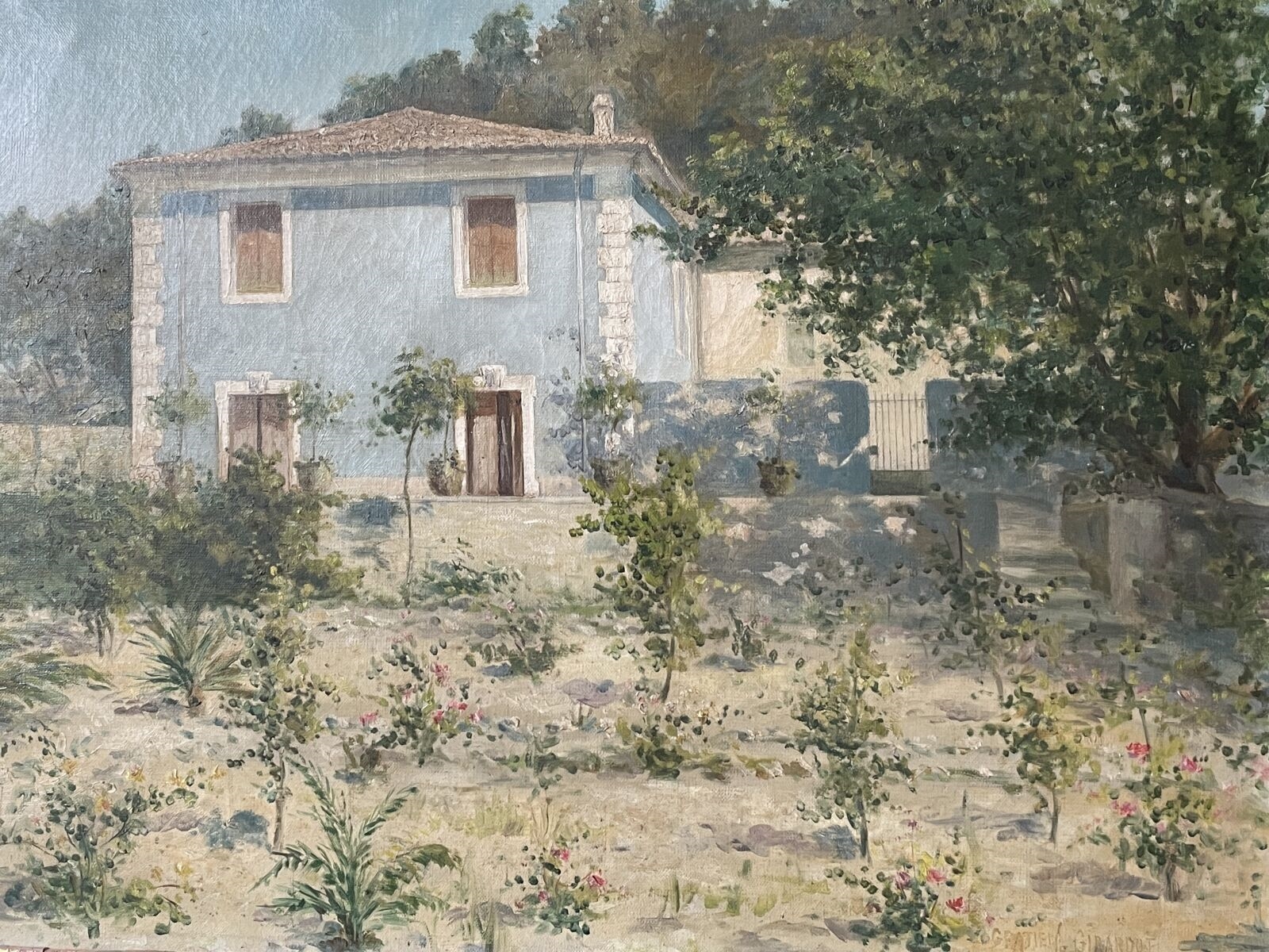 Artwork by Gratien Girardot, Paysage aux maisons, Made of Huile sur toile