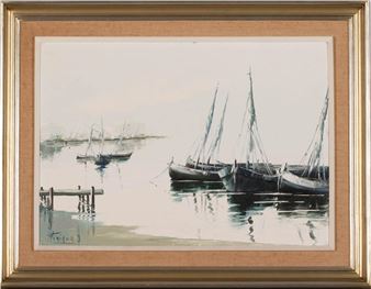 Filinto VIANA (n.1956) Fragata no rio Óleo sobre tela Dim. aprox.: 50 x 70 cm - Filinto  Viana