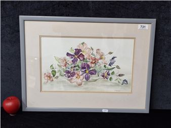 A still life botanical study of Flowers - M. Rowan