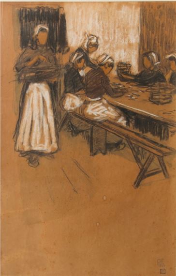 « Bretonnes à la sardinerie » by John Herman Recknagel, 1900