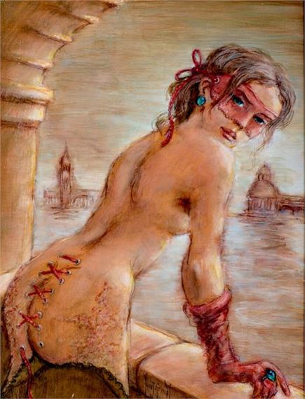 Nude woman facing Venice by Francis de Lassus Saint-Geniès