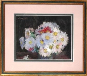 Suzanne QUOST - 19th-20th century Still life with Echinacea. Pastel. Signed upper left. 22.5 x 29 cm on view. - Suzanne Quost
