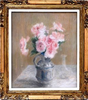 Suzanne QUOST - 19th-20th century Still life with a bouquet of roses - Suzanne Quost