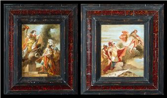 Escuela Francesa del siglo XVIII - Pareja de cobres de escenas mitológicas (Despedida de Venus a Eneas - Medea