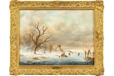 Artwork by Johannes Cornelis van Rijsewijk, IJspret, Made of oil on panel