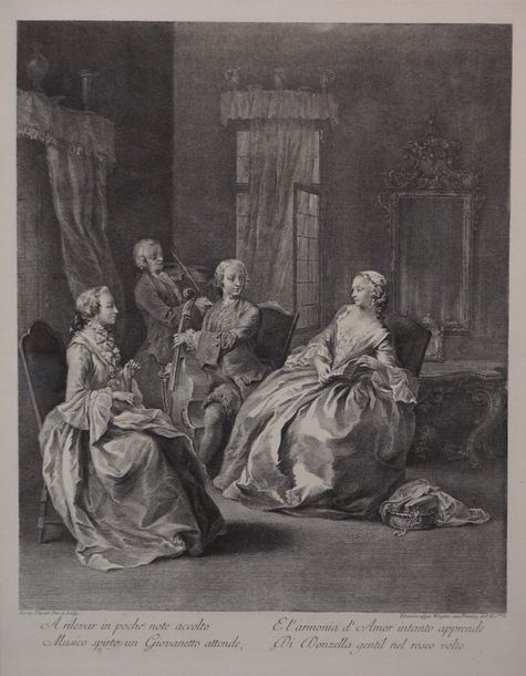 Artwork by Charles Joseph Flipart, Le concerto, Made of engraving