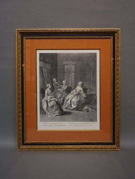 Artwork by Charles Joseph Flipart, Le concerto, Made of engraving