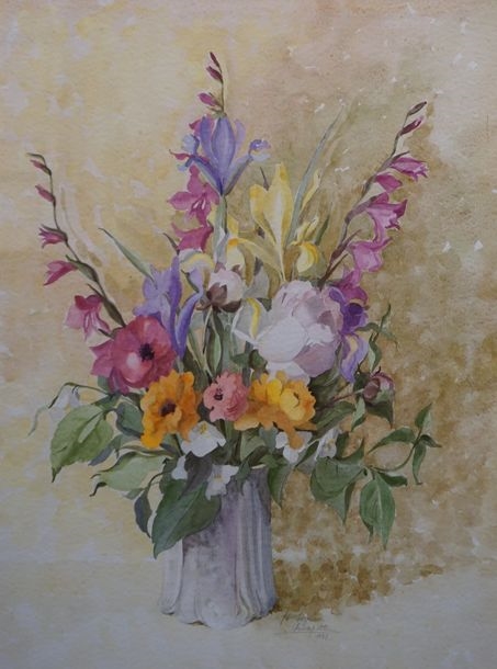 Artwork by Adrien Van de Putte, Bouquet de fleurs, Made of watercolour