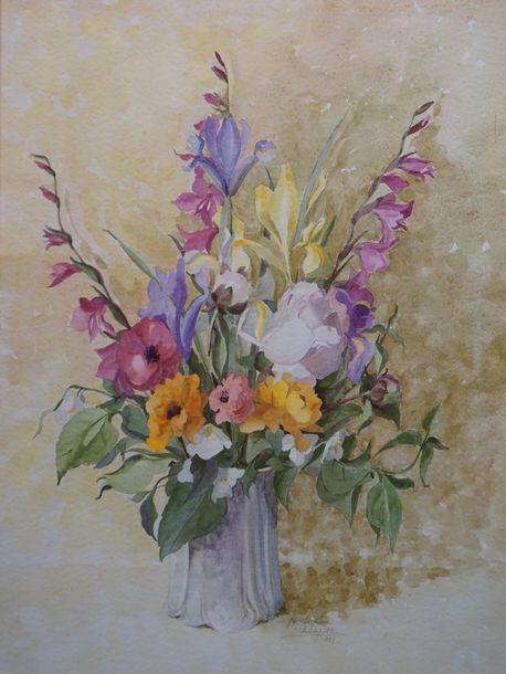 Artwork by Adrien Van de Putte, Bouquet de fleurs, Made of watercolour