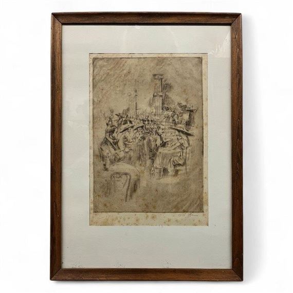 Alexander A. Blum Engraving, Boston Scene - Alexander A. Blum